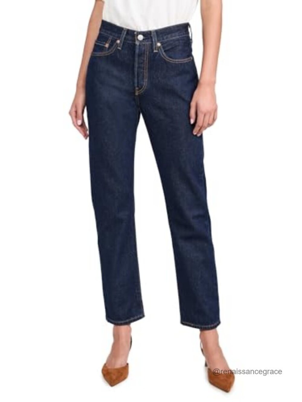 Mid Rise Straight Leg Cotton Jeans Button Fly Relaxed Fit Casual